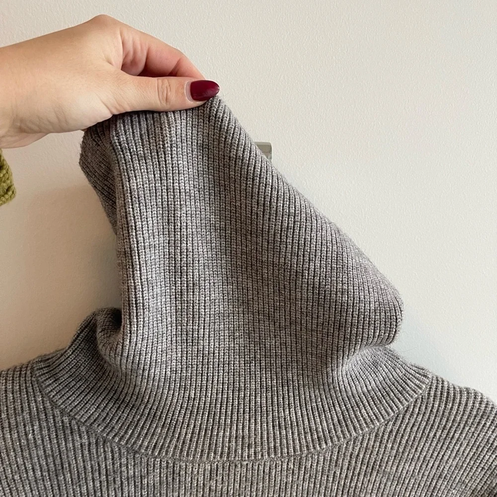 Free People Gray Ribbed Knit Sweater